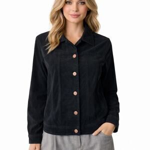 NYDJ Black Brushed Cotton Denim Style Jacket Size S